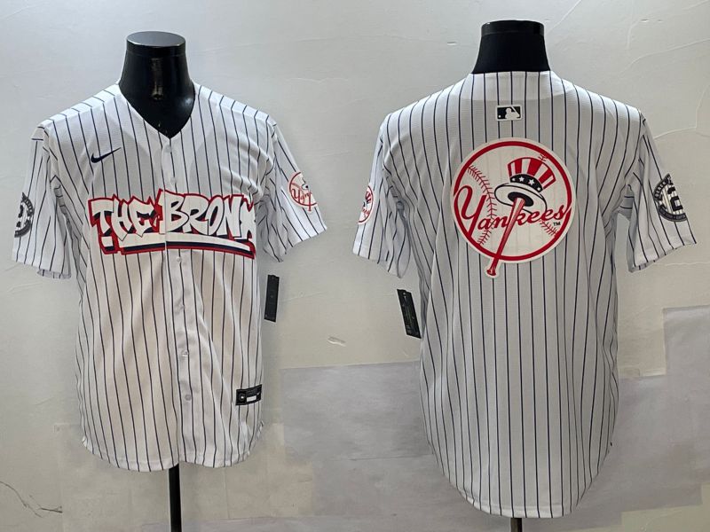 Men New York Yankees Blank White Stripe four generations Joint Name 2025 Nike MLB Jersey style 5
